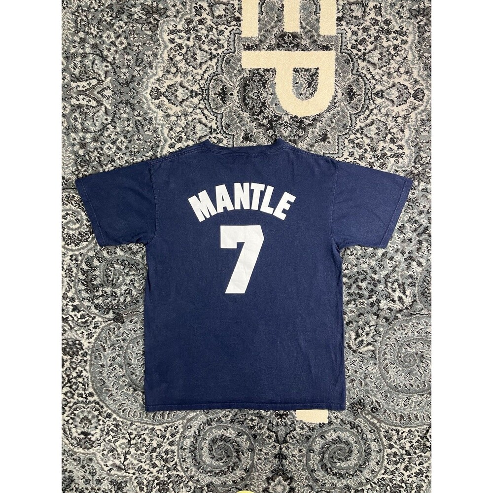 Vintage Majestic Cooperstown Collection Yankees Mantle 7 T Shirt Mens L